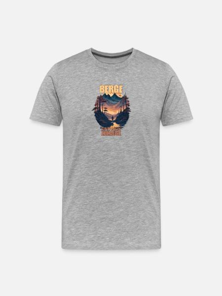 Berge sind meine Zuhause - Männer Premium Bio T-Shirt - Grau meliert