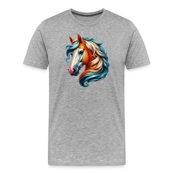 Horse - Men's Premium Organic T-Shirt - heather grey - Front - Damien (186cm)