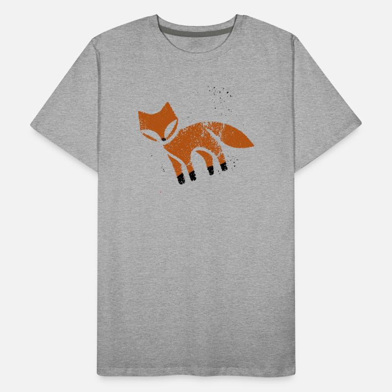 Renard rustique à l’aspect d’un timbre T-shirt bio Premium Homme