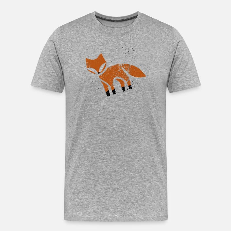 Rustikaler Fuchs im Stempel-Look - Männer Premium Bio T-Shirt - Grau meliert