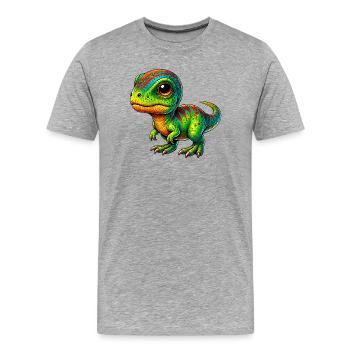 Dinosaure - T-shirt bio Premium Homme - gris chiné - Devant - Damien (186cm)