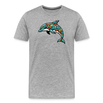 Delfin - Männer Premium Bio T-Shirt - Grau meliert - Vorne - Damien (186cm)