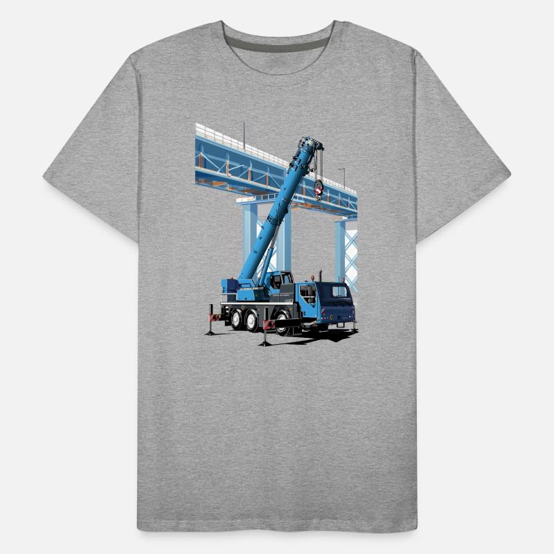 Mobile crane assembles bridge sections Men's Premium Organic T-Shirt