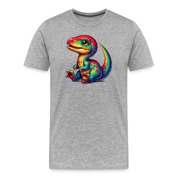 Dinosaure - T-shirt bio Premium Homme - gris chiné - Devant - Damien (186cm)