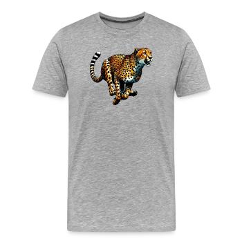 Guépard - T-shirt bio Premium Homme - gris chiné - Devant - Damien (186cm)