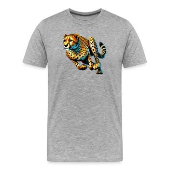 Guépard - T-shirt bio Premium Homme - gris chiné - Devant - Damien (186cm)