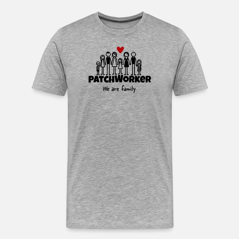 Patchworker We are family - Männer Premium Bio T-Shirt - Grau meliert