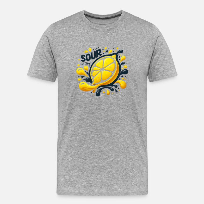 Zitrone Spritz-Splash - Männer Premium Bio T-Shirt - Grau meliert