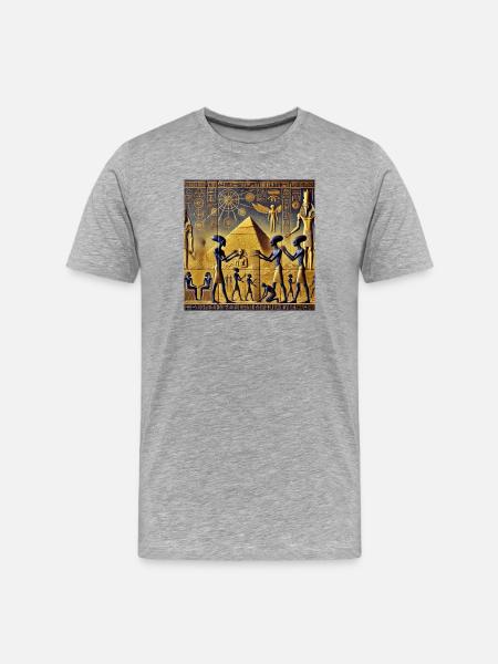 Extraterrestres bleus parmi les Pyramides - T-shirt bio Premium Homme - gris chiné