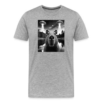 Außerirdische Grafik und mysteriöse Bisons - Männer Premium Bio T-Shirt - Grau meliert - Vorne - Damien (186cm)