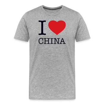 I LOVE CHINA - Männer Premium Bio T-Shirt - Grau meliert - Vorne - Damien (186cm)