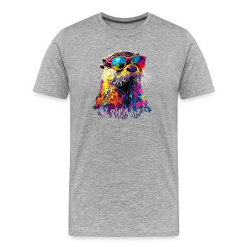 Otter Sea Otter Otter Marten Love Cute Otter - Men's Premium Organic T-Shirt - heather grey - Front - Damien (186cm)