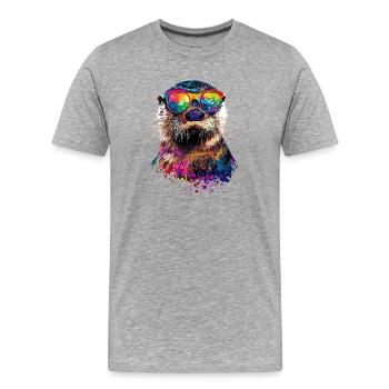 Otter Sea Otter Otter Marten Love Cute Otter - Men's Premium Organic T-Shirt - heather grey - Front - Damien (186cm)