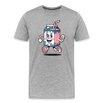 Milchtüte Maskottchen Dash - Männer Premium Bio T-Shirt - Grau meliert - Vorne - Damien (186cm)