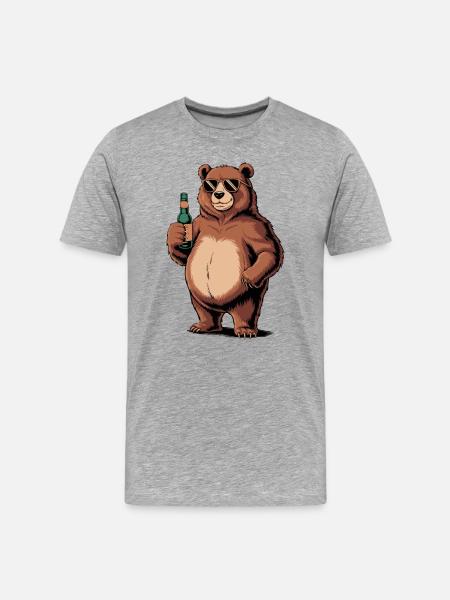 Cool Beer Bear with Sunglasses - Men's Premium Organic T-Shirt - heather grey