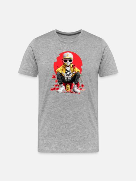 Japan Skeleton - Men's Premium Organic T-Shirt - heather grey