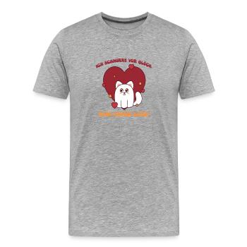 Heart cat with gratitude for you - Men's Premium Organic T-Shirt - heather grey - Front - Damien (186cm)