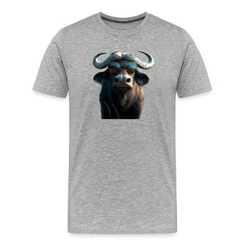 Buffle du Cap Buffalo Safari Buffle d’Afrique - T-shirt bio Premium Homme - gris chiné - Devant - Damien (186cm)