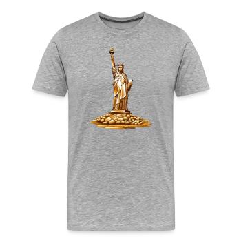 Golden Liberty Torch Statue - Men's Premium Organic T-Shirt - heather grey - Front - Damien (186cm)