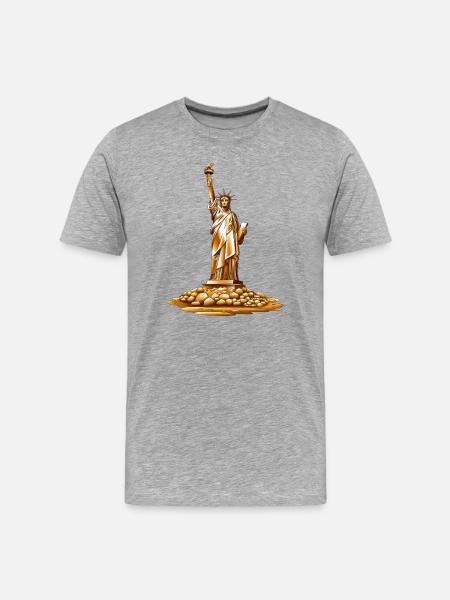 Golden Liberty Torch Statue - Men's Premium Organic T-Shirt - heather grey