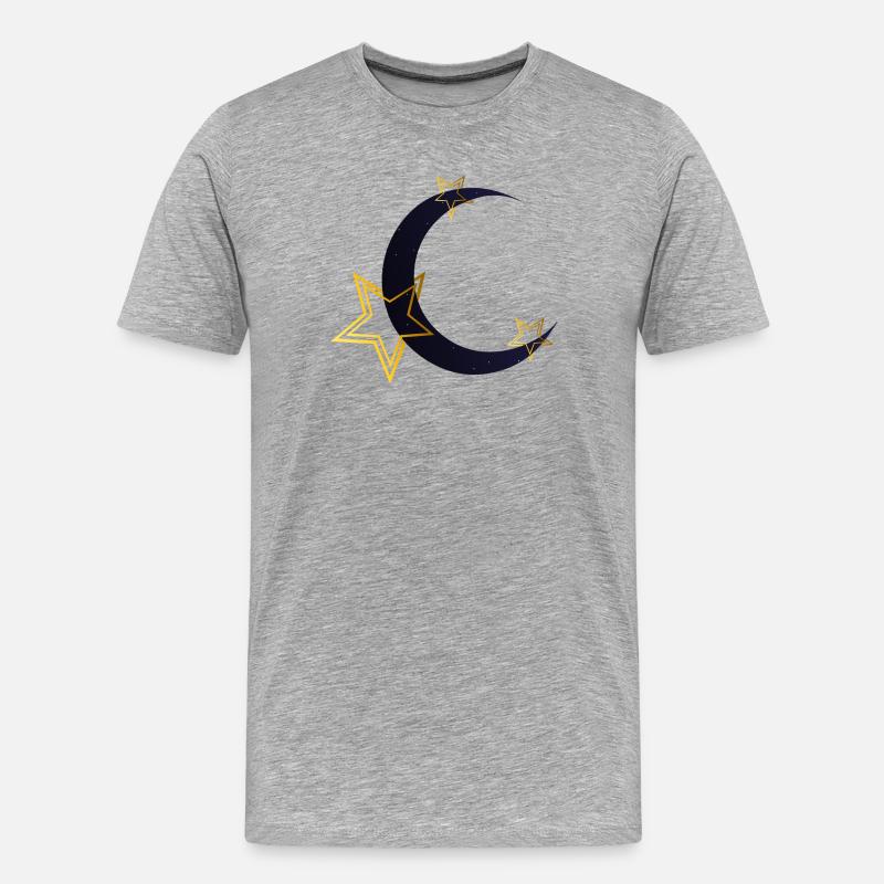 Sternenmuster, coole tees, Mondsichel - Männer Premium Bio T-Shirt - Grau meliert