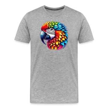 Perroquet - T-shirt bio Premium Homme - gris chiné - Devant - Damien (186cm)
