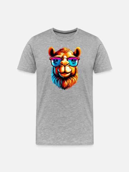 Camel with sunglasses - Men's Premium Organic T-Shirt - heather grey