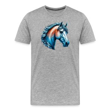 Cheval - T-shirt bio Premium Homme - gris chiné - Devant - Damien (186cm)