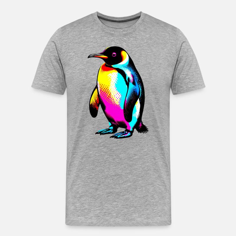 Pinguin - Männer Premium Bio T-Shirt - Grau meliert