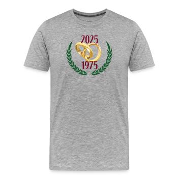 Golden Wedding 2025 Partner Look 50 Years of Marriage - Men's Premium Organic T-Shirt - heather grey - Front - Damien (186cm)