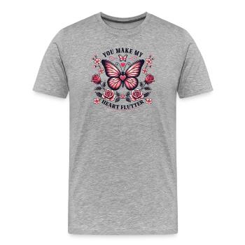 You make my heart flutter - Romantic Smash - Men's Premium Organic T-Shirt - heather grey - Front - Damien (186cm)