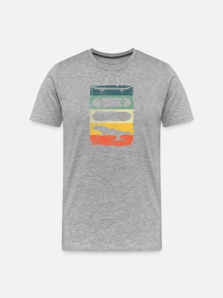 Skateboard Retro - Männer Premium Bio T-Shirt - Grau meliert