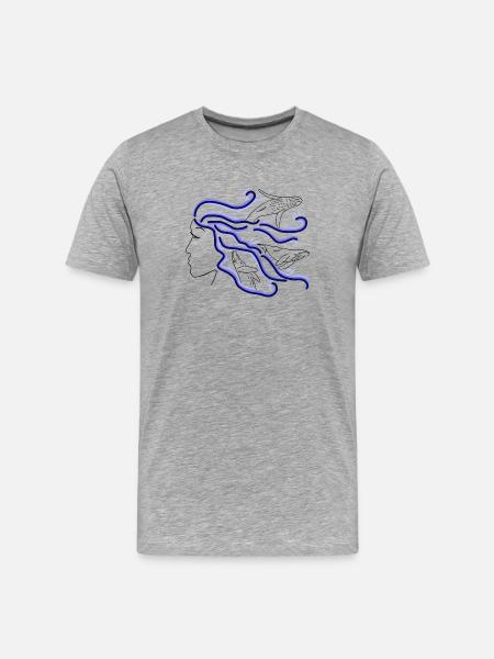 Humpback whale woman silhouette hair dark drawn - Men's Premium Organic T-Shirt - heather grey