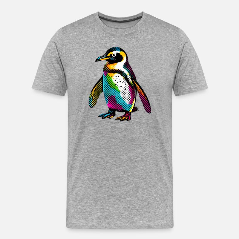 Pinguin - Männer Premium Bio T-Shirt - Grau meliert