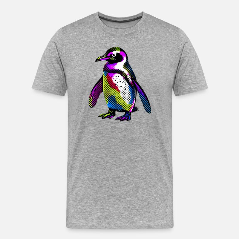 Pinguin - Männer Premium Bio T-Shirt - Grau meliert