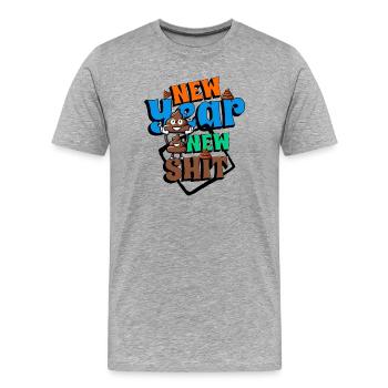 Neues Jahr neue Scheiße - Männer Premium Bio T-Shirt - Grau meliert - Vorne - Damien (186cm)