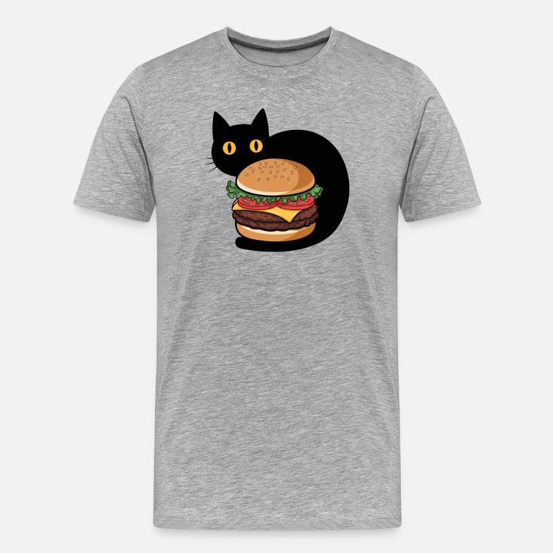 Burger Katze - Männer Premium Bio T-Shirt - Grau meliert