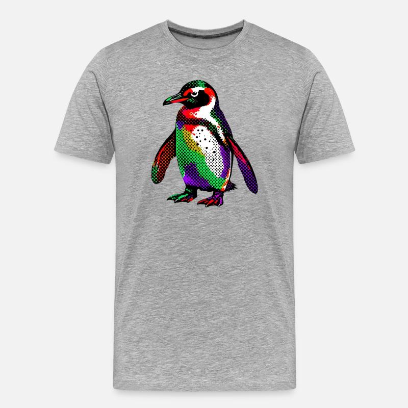 Pinguin - Männer Premium Bio T-Shirt - Grau meliert