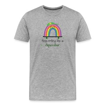 Continuez à rouler comme une superstar - Rainbow Skate - T-shirt bio Premium Homme - gris chiné - Devant - Damien (186cm)