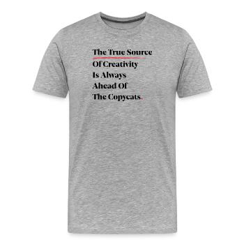 Die wahre Quelle der Kreativität ist immer voraus [b] - Männer Premium Bio T-Shirt - Grau meliert - Vorne - Damien (186cm)