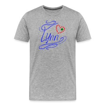Lynn avec cœur et trèfle - T-shirt bio Premium Homme - gris chiné - Devant - Damien (186cm)