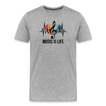 Music is Life Notenschlüssel Outfit Musikfans und - Männer Premium Bio T-Shirt - Grau meliert - Vorne - Damien (186cm)