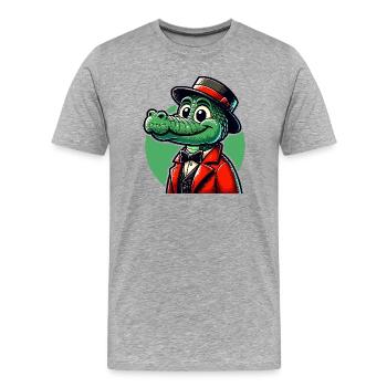 Crocodile Russe en Russe Crocodiles Russes - T-shirt bio Premium Homme - gris chiné - Devant - Damien (186cm)