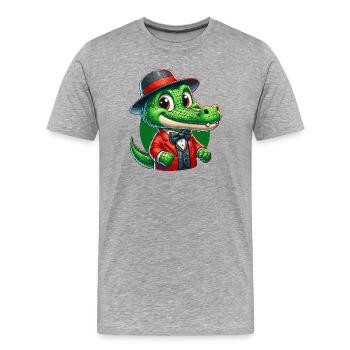 Crocodile Russe en Russe Crocodiles Russes - T-shirt bio Premium Homme - gris chiné - Devant - Damien (186cm)
