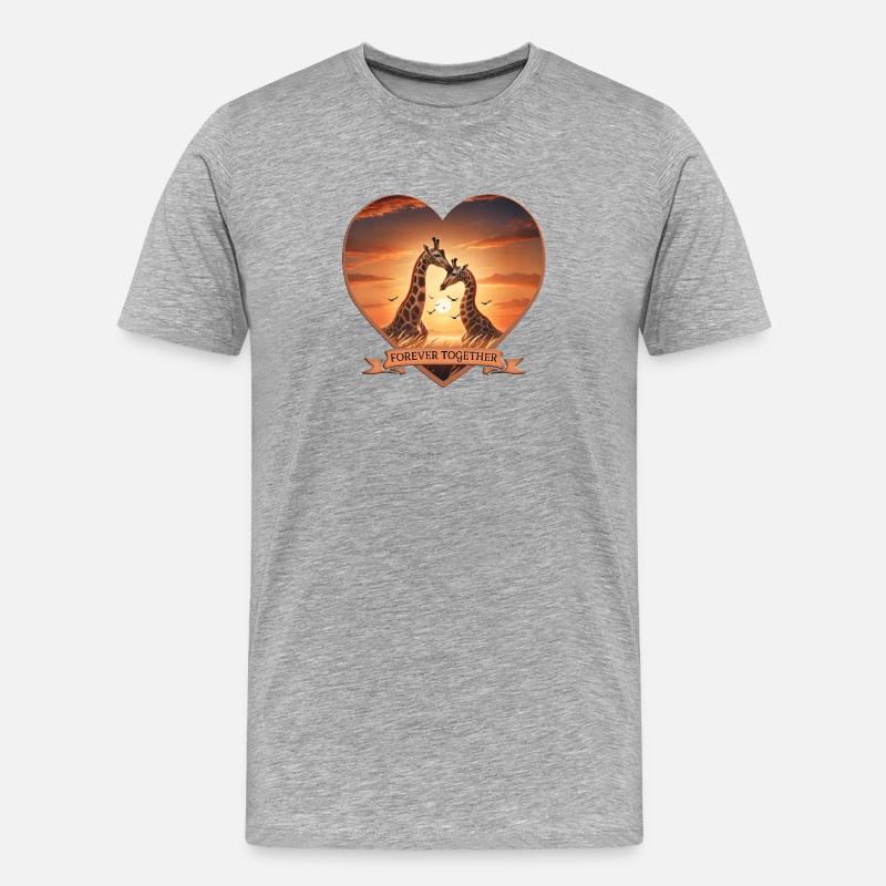 Forever Together: Herz-Design mit Giraffen - Männer Premium Bio T-Shirt - Grau meliert