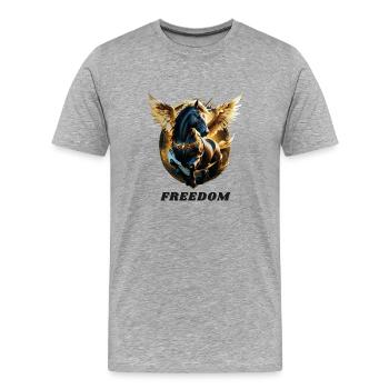 Freiheit - Männer Premium Bio T-Shirt - Grau meliert - Vorne - Damien (186cm)