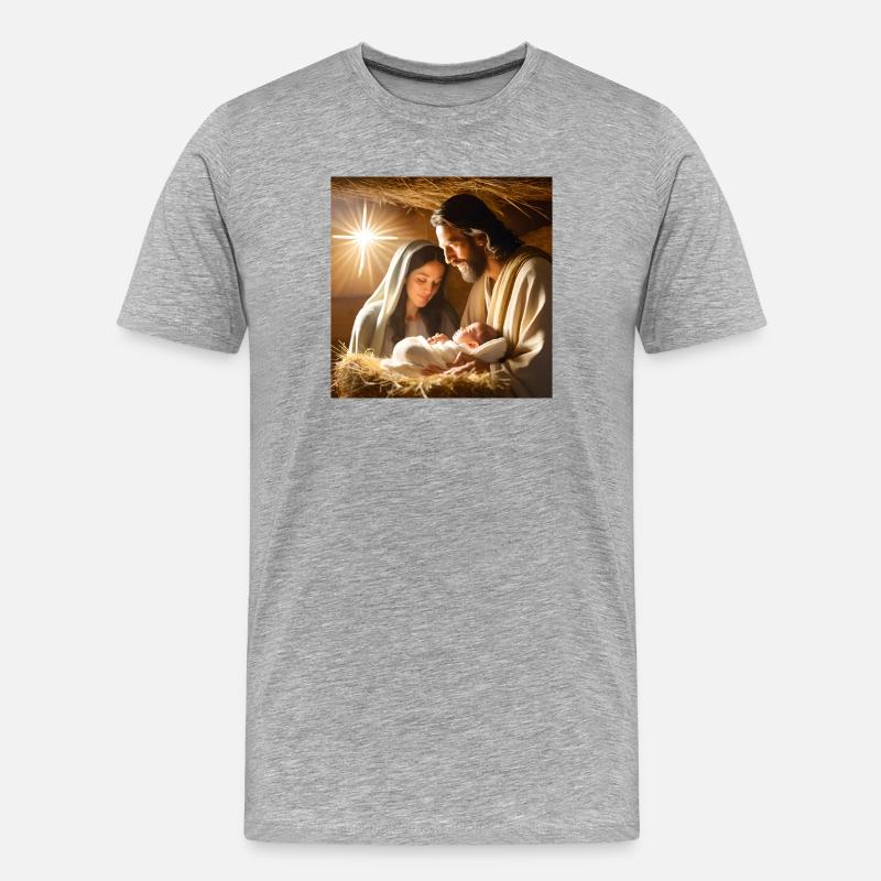 Jesus, Katholik, Jesus Christus - Männer Premium Bio T-Shirt - Grau meliert