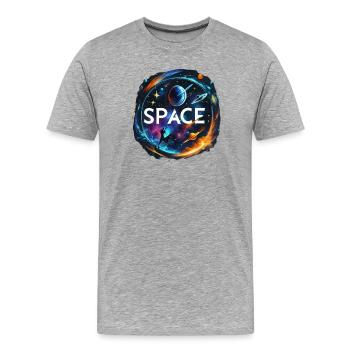 Space - Men's Premium Organic T-Shirt - heather grey - Front - Damien (186cm)