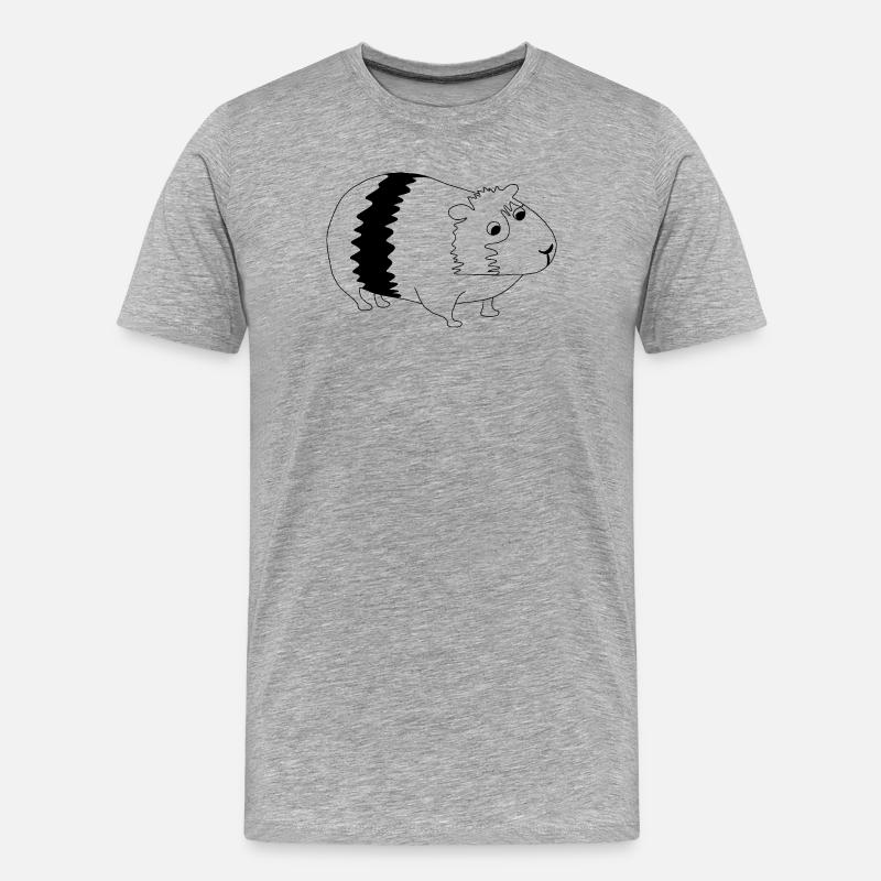 Cochon d’Inde - graphique noir et blanc - T-shirt bio Premium Homme - gris chiné