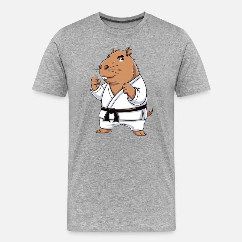 Karate Hamster in Gi - Männer Premium Bio T-Shirt - Grau meliert